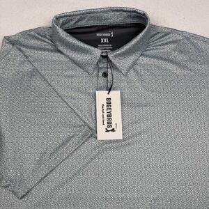 BogeyBros Polo Shirt Mens 2XL Green Micro Print Golf Performance Stretch Tech